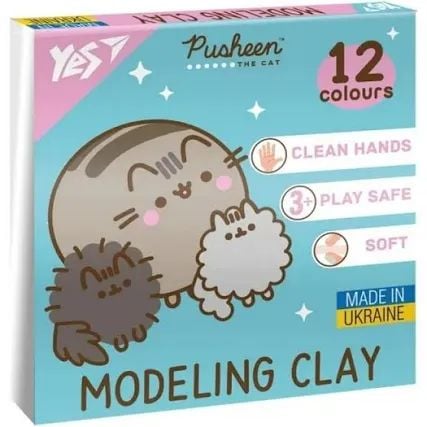 Пластилін YES 12 кол. 240 г Pusheen 540669