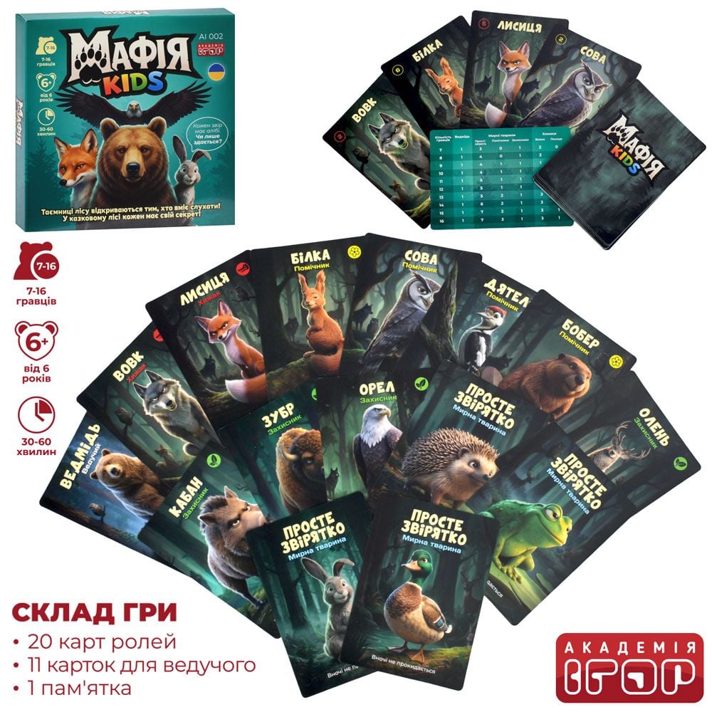 Настільні ігри Дитяча мафія,  картки 31 шт AI 002