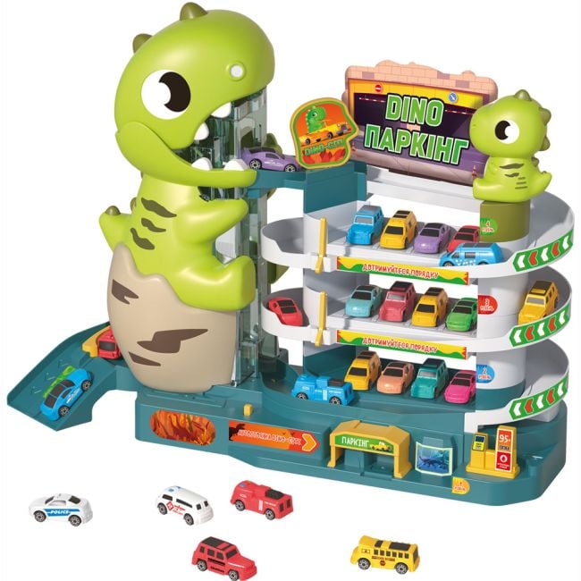 Отаманко Ігровий набір ZIPP Toys Dino паркінг електричний, 6 машинок 532.01.26