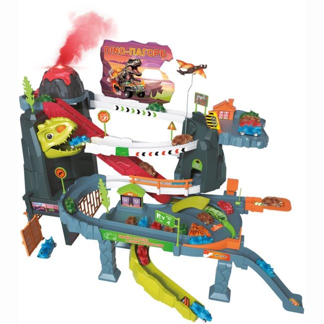 Отаманко Ігровий набір ZIPP Toys Dino автотрек-вулкан електричний, 8 машинок 532.01.28