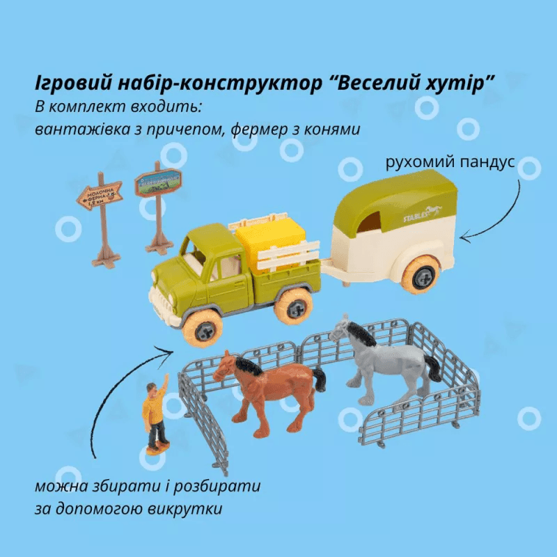 Отаманко Ігровий набір Веселий хутір Вантажівка з причепомд/конец, фермер з кіньми 532.01.58