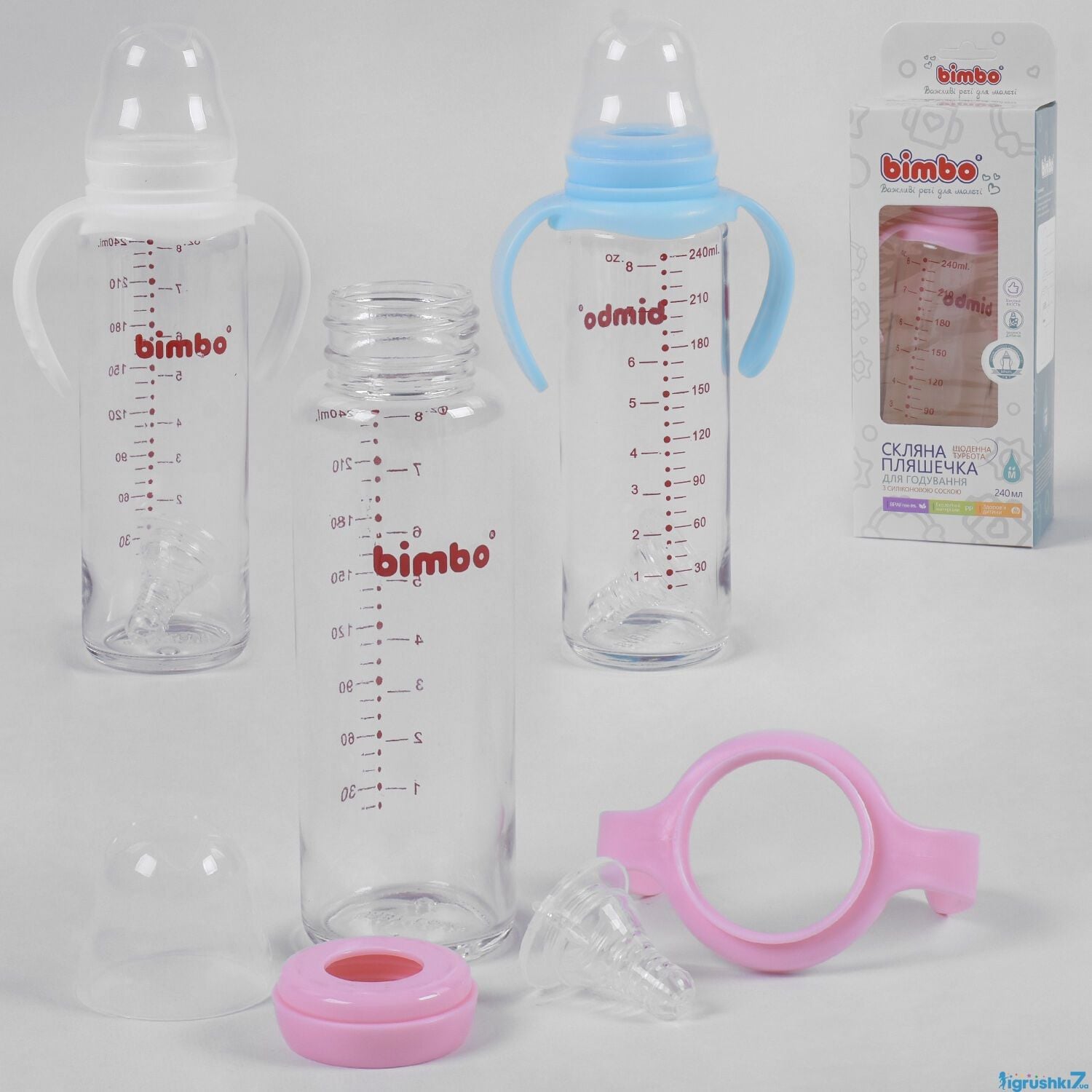 Пляшка скляна силікон BIMBO 240мл 33812