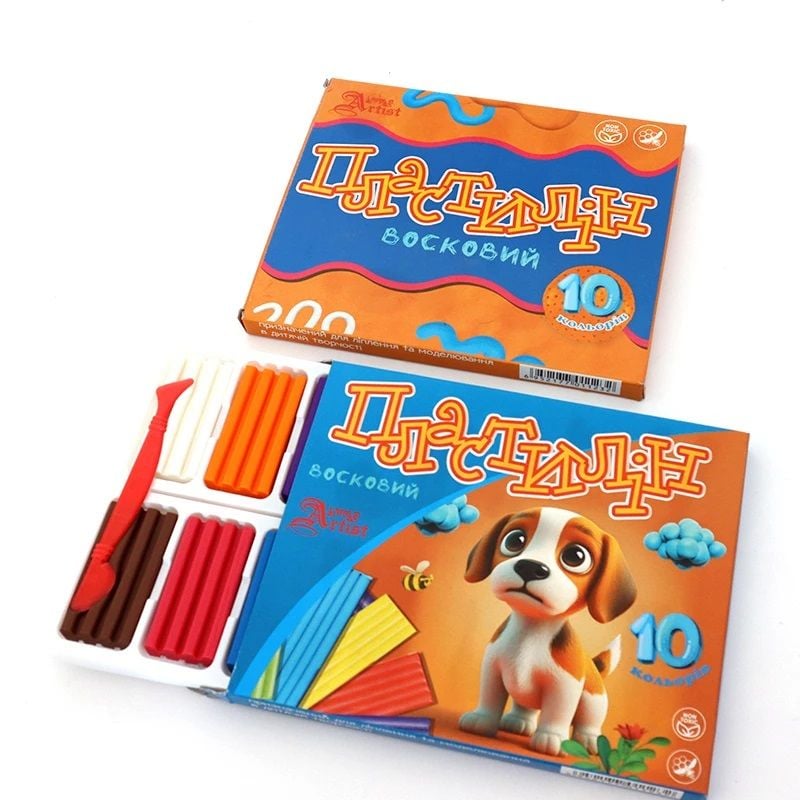 Платислін 10 кол. 200г нат. воск зі стеком Little Artist 832537