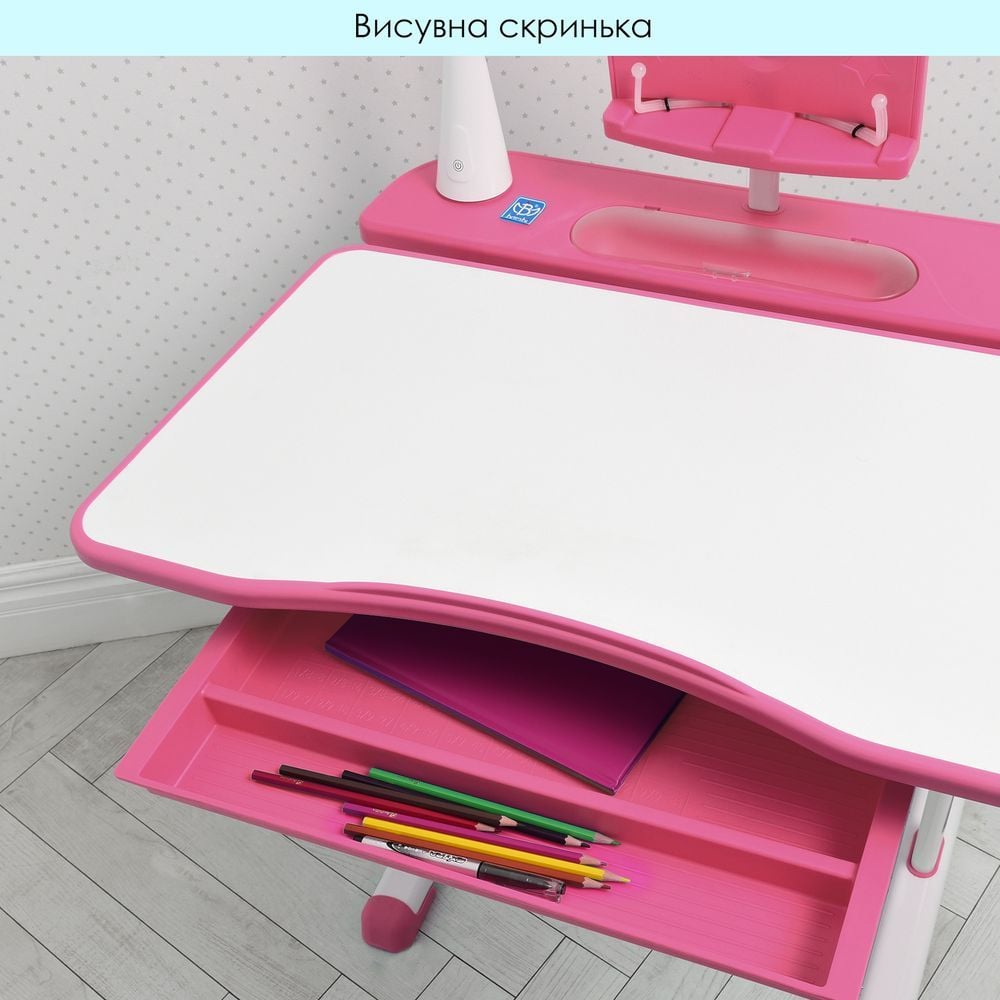 Парта ргул висота , підставка для книг, лампа, сірий M4428-11